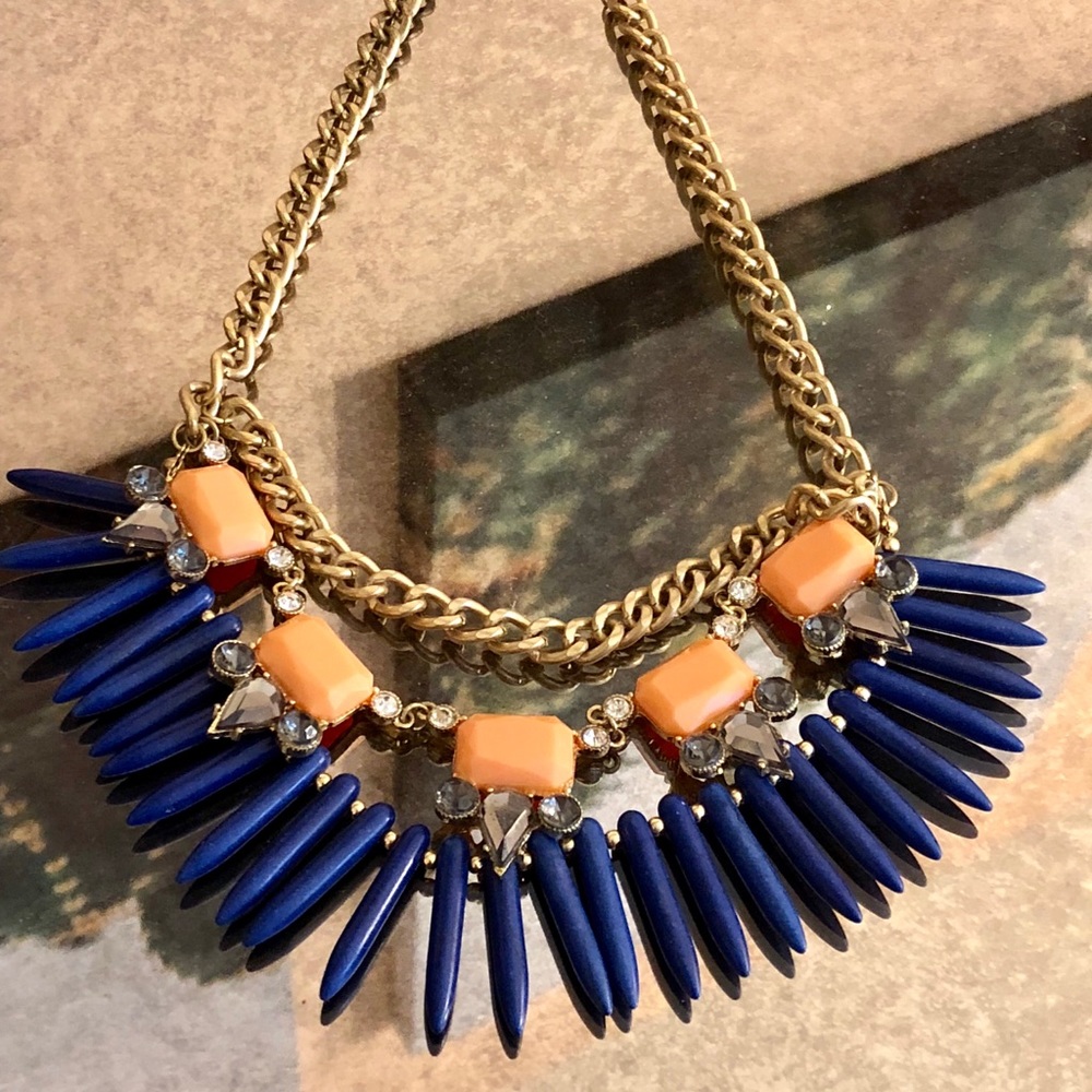 J. Crew Blue/Coral/Gold Necklace